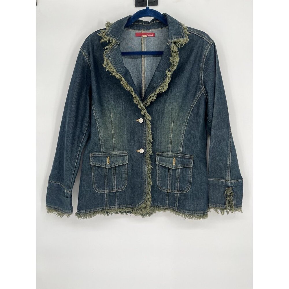 Y2K‎ Flash Denim Jacket Blazer w/ Trim detail Size LL